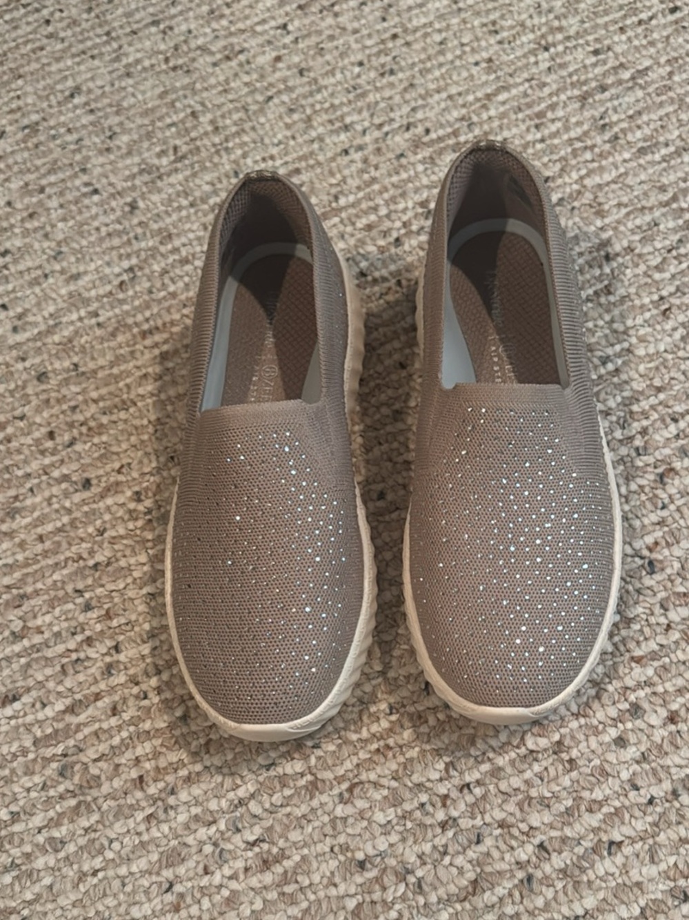 Life stride Bzees air step Women's Slip-On Casual Sneakers in Taupe with Sparkle